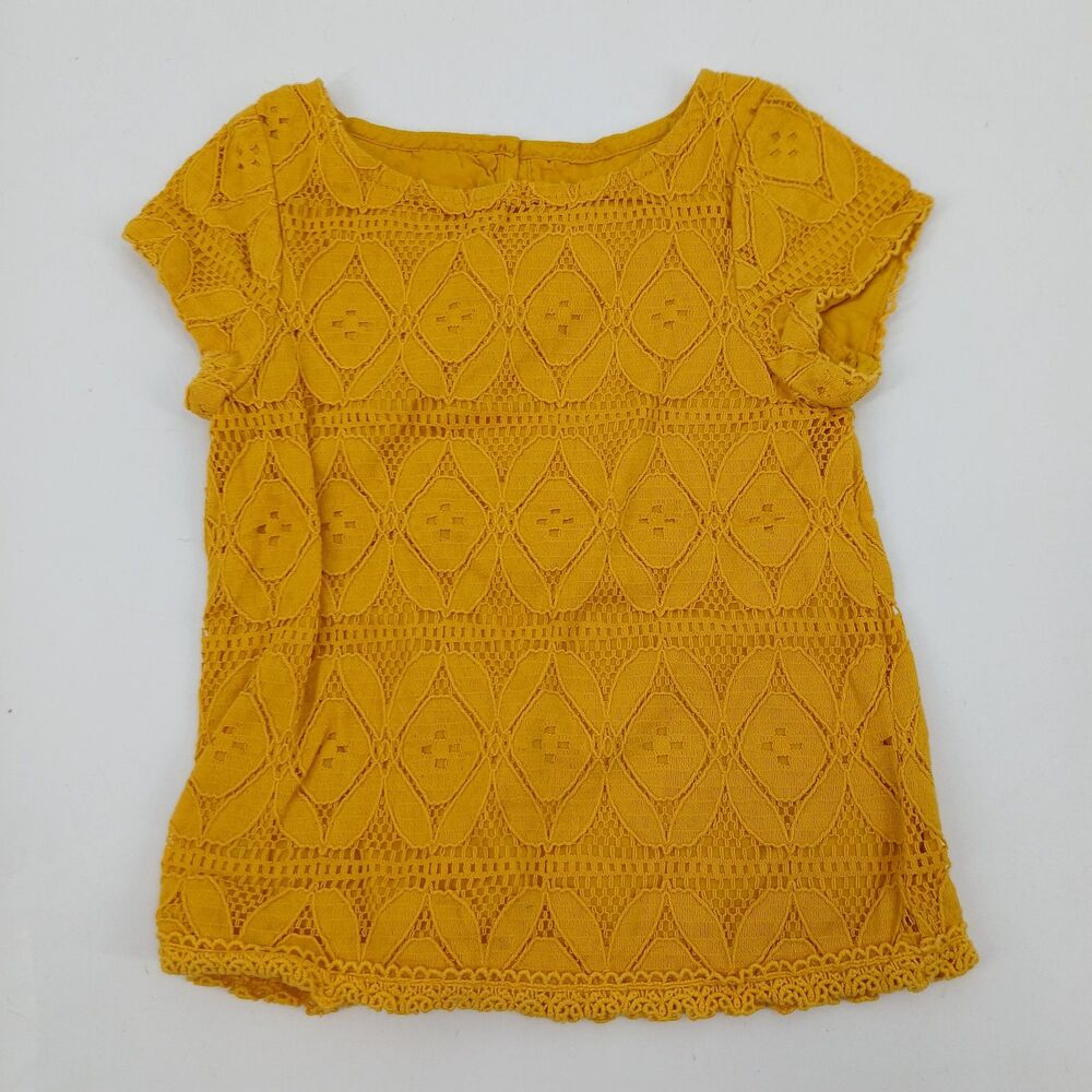 Genuine Kids by OshKosh Yellow Lace Accent Cap Sleeve Top Size 3T